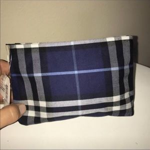 Auth New Burberry Blue Check Cosmetic Make-Up Bag
